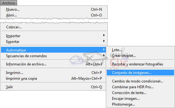 Automatizar Conjunto de imágenes en el menú Archivo