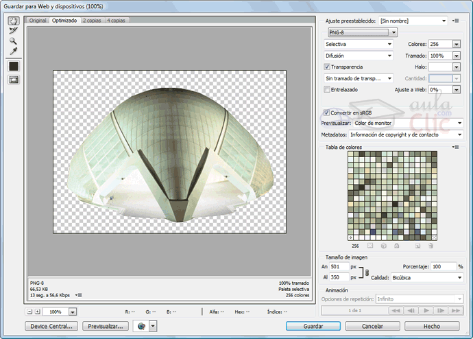 Cuadro de di�logo de Guardar para web