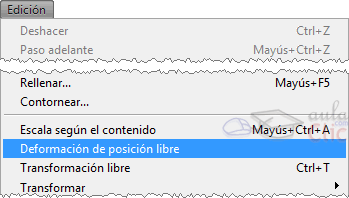 Edición → Deformación de posición libre