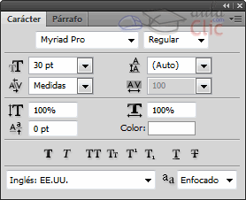 Ventanas de opciones de car&aacute;cter